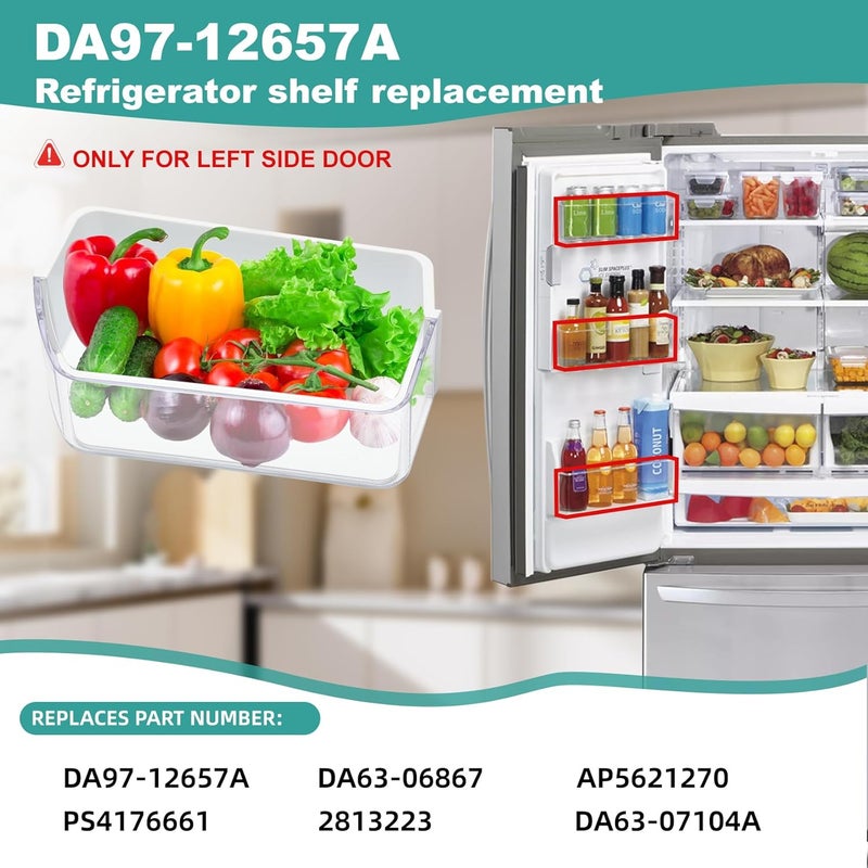 SUMNEW DA97-12657A Refrigerator Door Shelf Replacement Compatible with Samsung RF260BEAESG, RF261BEAESP, RF262BEAESR, NO. PS4176661,DA63-06867, AP5621270 (Left) - Image 4