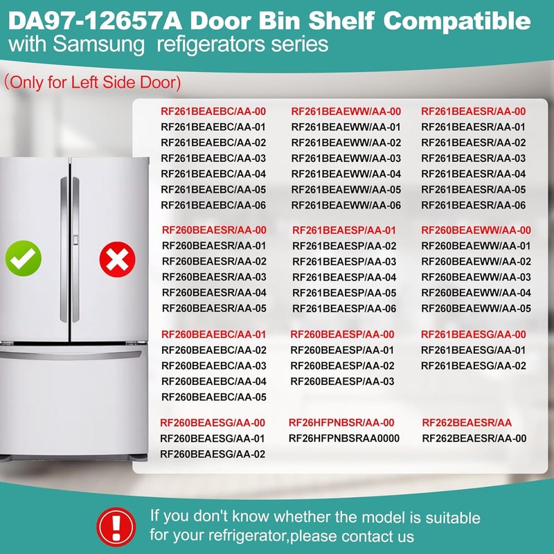 SUMNEW DA97-12657A Refrigerator Door Shelf Replacement Compatible with Samsung RF260BEAESG, RF261BEAESP, RF262BEAESR, NO. PS4176661,DA63-06867, AP5621270 (Left) - Image 5