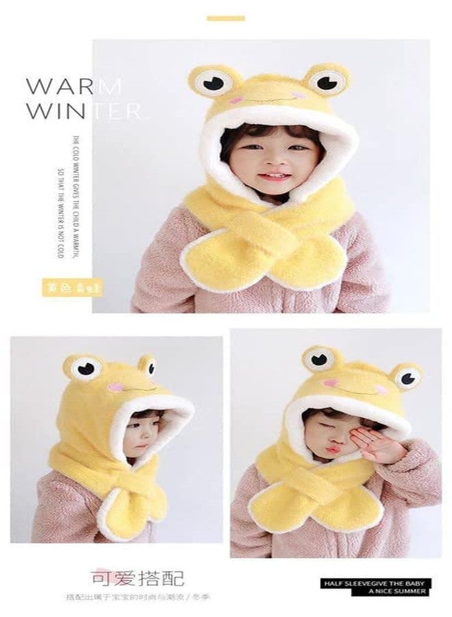 VINSON Kids Winter Hat Cute Cartoon Frog Plush Thick Hat and Scarf Set for Kids 9-10 Year (Yellow)(Special for Winter) - Image 4
