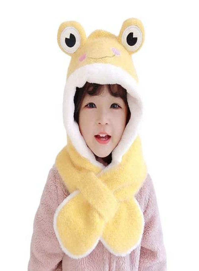 VINSON Kids Winter Hat Cute Cartoon Frog Plush Thick Hat and Scarf Set for Kids 9-10 Year (Yellow)(Special for Winter) - Image 1