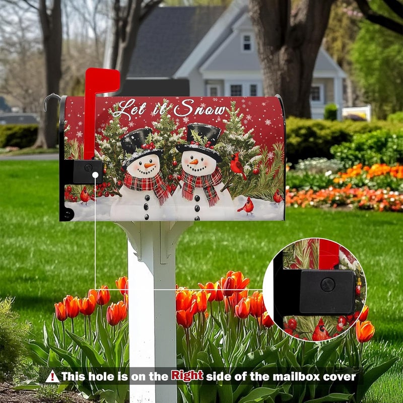 Farg Christma Snowman Trees Mailbox Covers Magnetic Winter Xmas Cardinals Mailbox Cover Standard Size 21 x 18 Inch Winter Snowflake Mail Box Wraps for Farmhouse Garden Yard Decor - Image 5