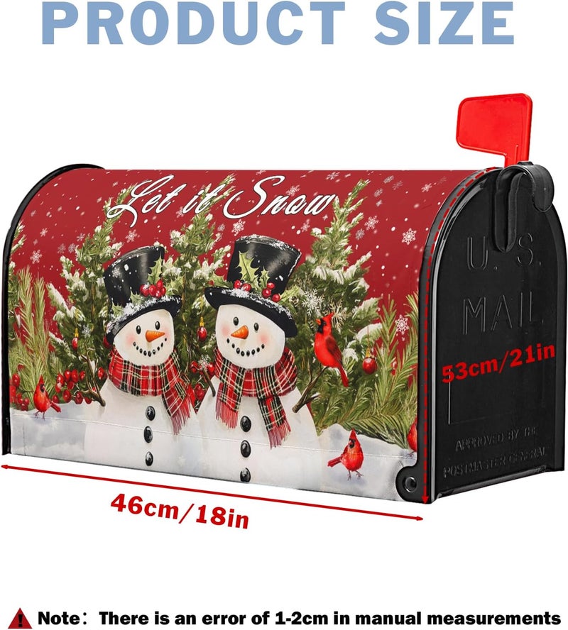 Farg Christma Snowman Trees Mailbox Covers Magnetic Winter Xmas Cardinals Mailbox Cover Standard Size 21 x 18 Inch Winter Snowflake Mail Box Wraps for Farmhouse Garden Yard Decor - Image 3