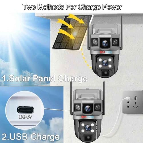 smars 4+4 MP 4G Sim Eneabled Dual Lens Solar Powered Outdoor Security Ptz Camera with Audio & Video Recording | 2 Way Talk | IP66 Water Proof | Night Vision | 360° View | Cloud Storage - Image 4