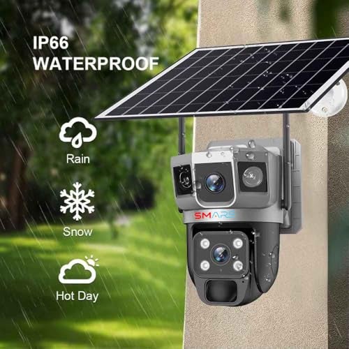 smars 4+4 MP 4G Sim Eneabled Dual Lens Solar Powered Outdoor Security Ptz Camera with Audio & Video Recording | 2 Way Talk | IP66 Water Proof | Night Vision | 360° View | Cloud Storage - Image 2