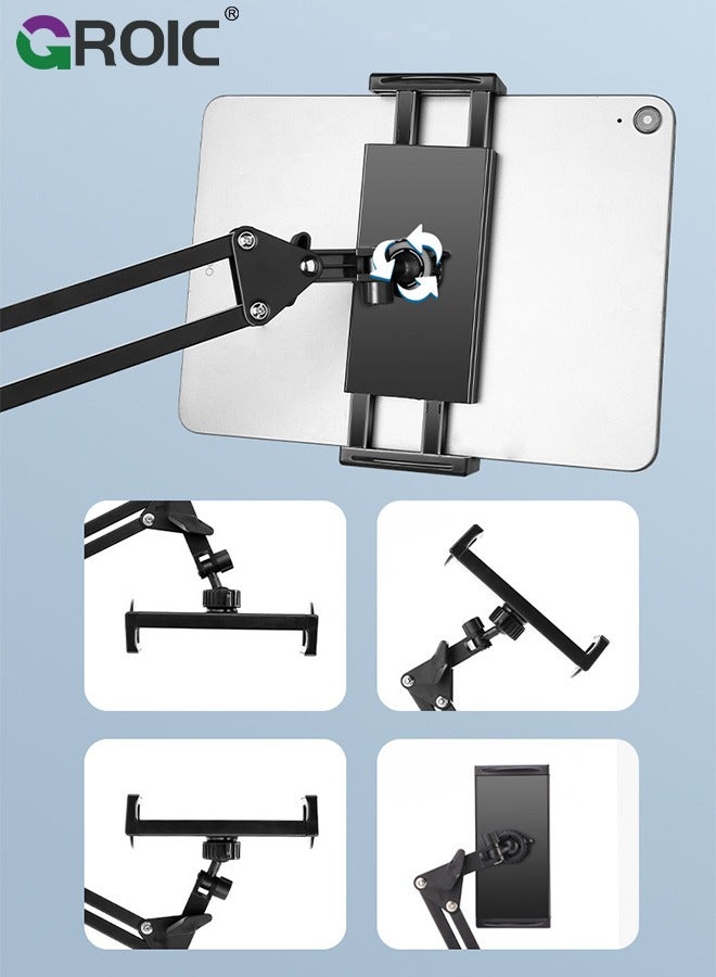 GROIC Mobile Phone Tablet Stand Desk Gooseneck Tablet Holder 360 Flexible Lazy Arm Holder Clamp Mount Bracket Bed for Phones Tablets 3.5"-12.9" Cell Phone Holder Self Timer  - Image 5