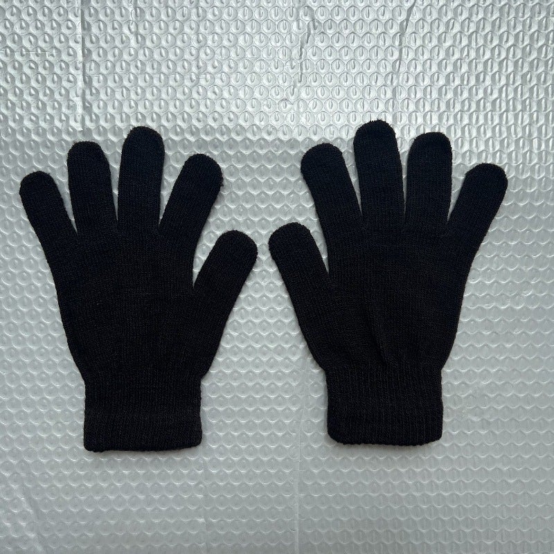 Knitted Wool Beanie Winter Thick Plush Warm Mens CapIndividual gloves-black Individual gloves-black