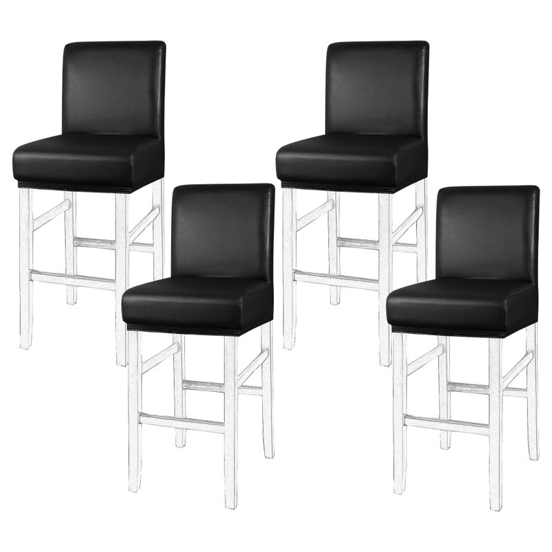 PiccoCasa Pack of 4 Bar Stool Covers Waterproof Dining Chair Covers for Home Kitchen Dining Room Pub Counter PU Leather Soft Removable Chair Cover Slipcover Protector Black