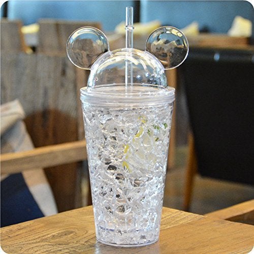 Crackles 450ml Mug Bottle/Jelly Sipper/Gel Feezer Sipper/Icecream Cup with Straw for Cold Beverages, Water and Drinks (Assorted Colors) - Image 3