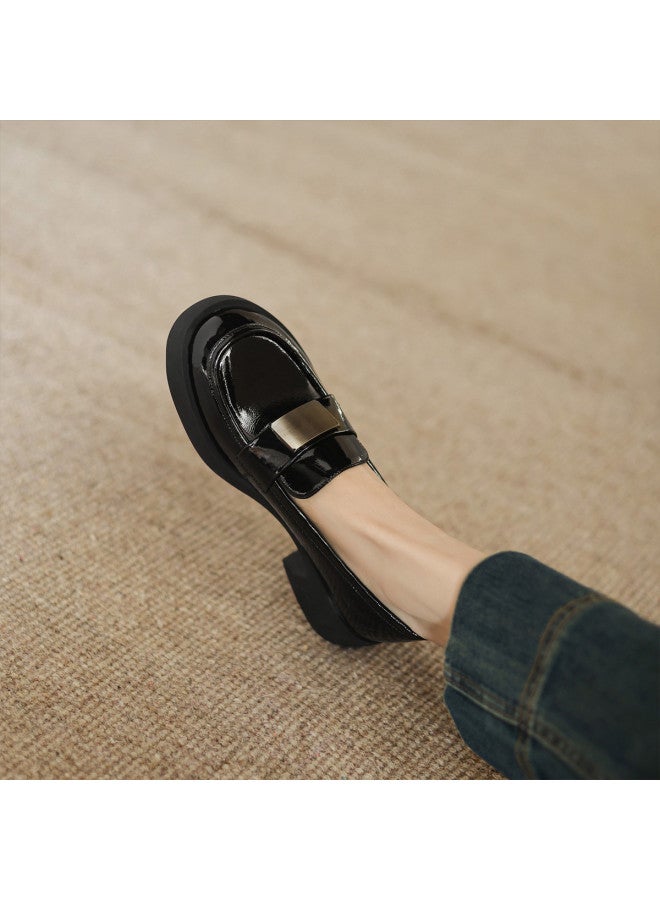 Amo Round-toe Casual Women's Loafers 2025 New Collection Patent Leather Comfortable Slip-on Shoes For Work Versatile Silent Sole - Image 4