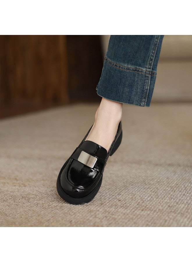 Amo Round-toe Casual Women's Loafers 2025 New Collection Patent Leather Comfortable Slip-on Shoes For Work Versatile Silent Sole - Image 5