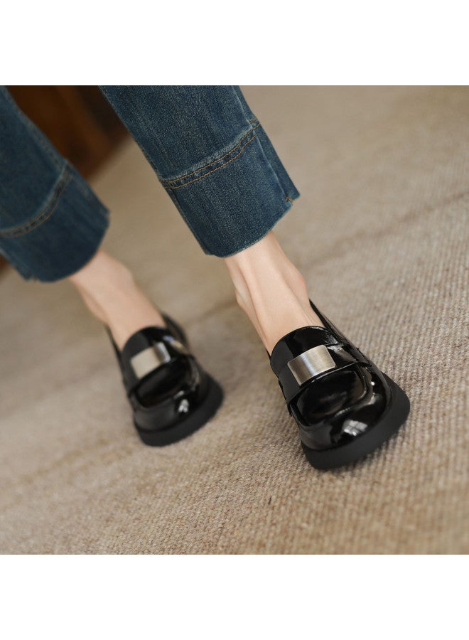 Amo Round-toe Casual Women's Loafers 2025 New Collection Patent Leather Comfortable Slip-on Shoes For Work Versatile Silent Sole - Image 3