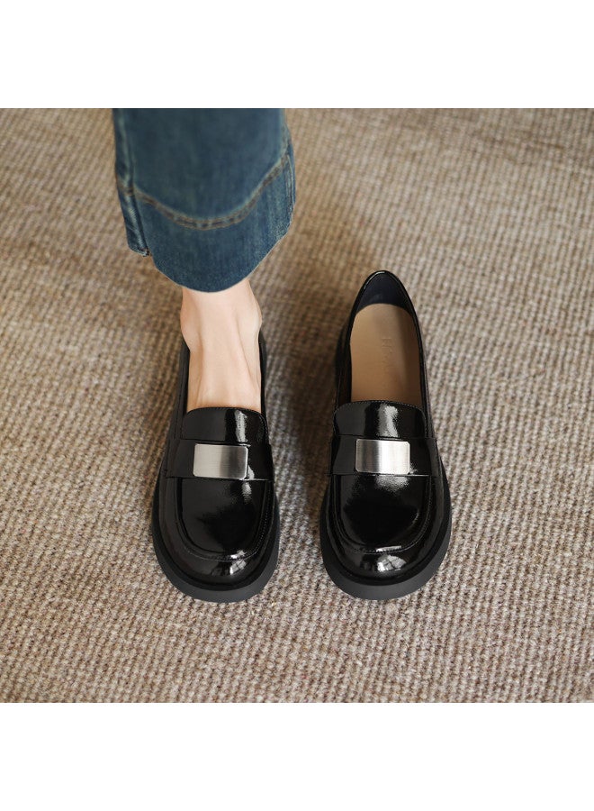 Amo Round-toe Casual Women's Loafers 2025 New Collection Patent Leather Comfortable Slip-on Shoes For Work Versatile Silent Sole - Image 2