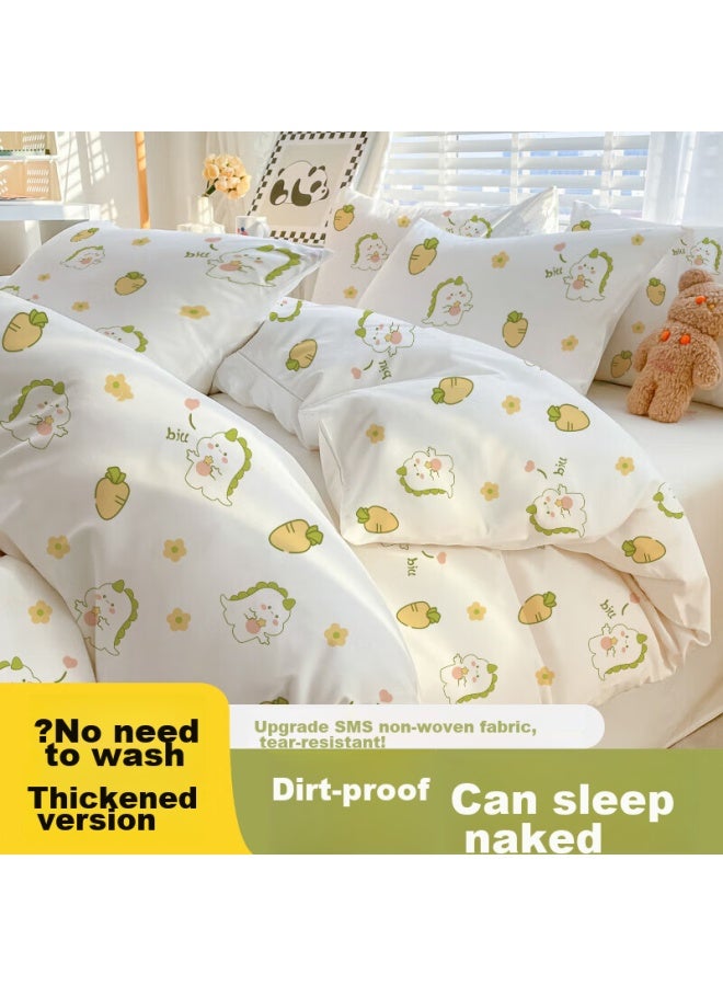 Jajalin Disposable Four-piece Travel Hotel Bedding Set With Sheets, Duvet Cover, Pillowcases, Thickened Bedding For Tourism, Double Bed Set - Image 1