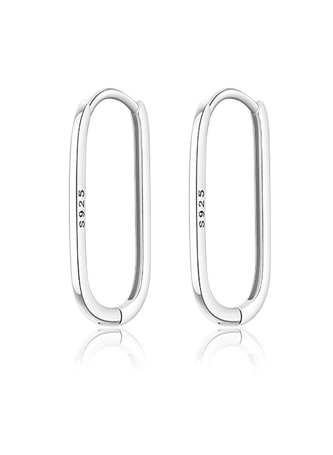 Reffeer 925 Sterling Silver U Hoop Earrings for Women Teens Girls Minimalist Square Hoop Earrings U Huggie Earrings (A-Silver) - Image 1