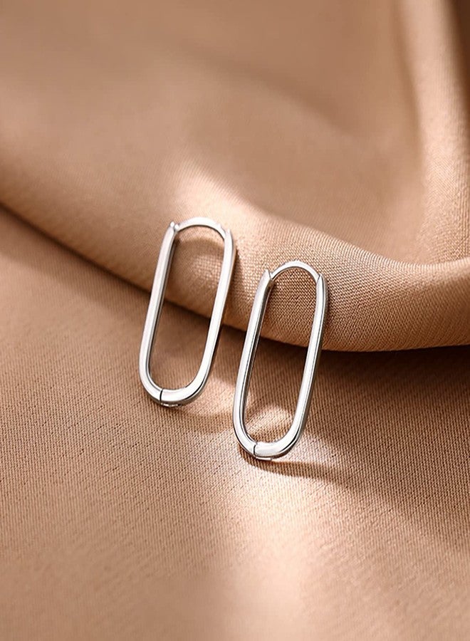 Reffeer 925 Sterling Silver U Hoop Earrings for Women Teens Girls Minimalist Square Hoop Earrings U Huggie Earrings (A-Silver) - Image 4