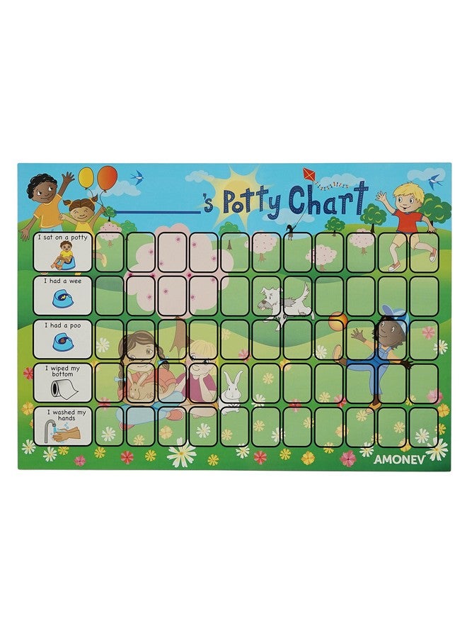 Amonev Children Toilet Training Reward Chart and Potty Training Reward Chart for Boys and Girls Toddlers Twin Pack with 225 Star Stickers Included - Image 1