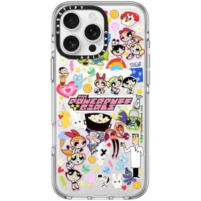 Casetify Clear iPhone 16 Pro Max Case 【Co-Lab/Not Yellowing / 6.6ft Drop Protection/Compatible with Magsafe】 - The Powerpuff Girls Stickermania Case - Clear - Image 1