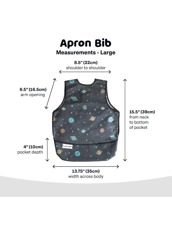 Tiny Twinkle Tiny Twinkle Mess Proof Baby Bib - Waterproof Baby Apron - Machine Washable - PVC, BPA, & Phthalate Free - Great Travel Bib for Baby Eating - Baby Food Bibs (Space, Large 2-4 Years)  - Image 5