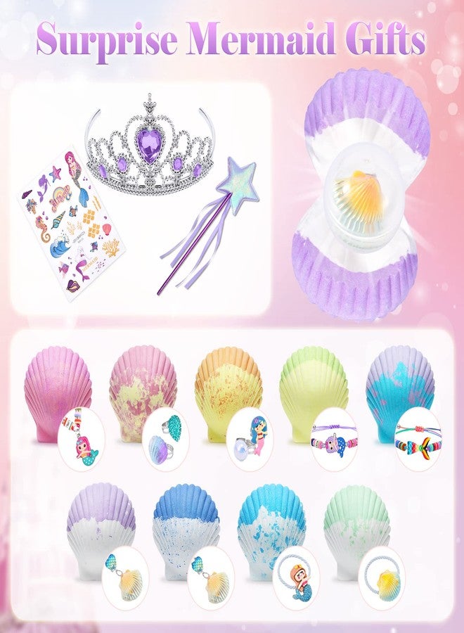 Tacobear Shell Bath Bombs for Kids Girls with Surprise Inside, 9Pcs Big Organic Natural Bubble Bath, Jewelry Set, Crown, Magic Wand, Sticker, Easter Basket Stuffers Mermaid Christmas Birthday Gift Toy - Image 5