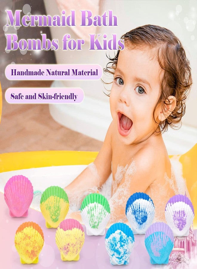 Tacobear Shell Bath Bombs for Kids Girls with Surprise Inside, 9Pcs Big Organic Natural Bubble Bath, Jewelry Set, Crown, Magic Wand, Sticker, Easter Basket Stuffers Mermaid Christmas Birthday Gift Toy - Image 3