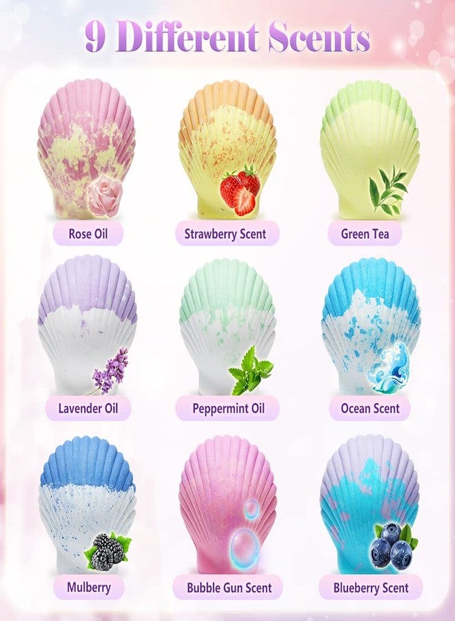 Tacobear Shell Bath Bombs for Kids Girls with Surprise Inside, 9Pcs Big Organic Natural Bubble Bath, Jewelry Set, Crown, Magic Wand, Sticker, Easter Basket Stuffers Mermaid Christmas Birthday Gift Toy - Image 4