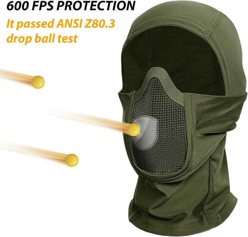 Aoutacc Balaclava Airsoft Mesh Mask,Style Full Face Protection Hood for Cs War Game, BB Gun,Hunting,Paintball - Image 3