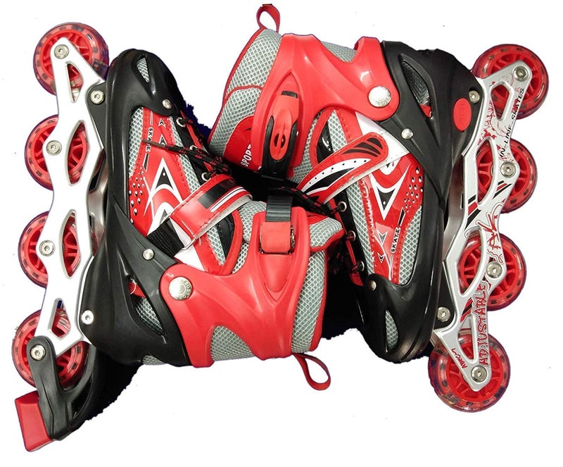 STOFFIER GARTEN Inline Skates Size Adjustable All Pure PU Strong Wheels Aluminum with LED Flash Light on Wheels, Age Group 6-15 Years Kids Boys - Image 4
