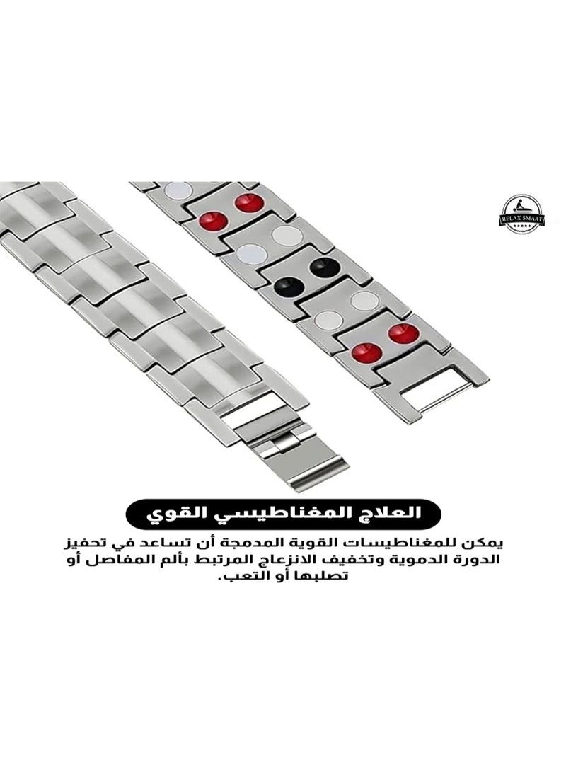 Relax Smart Titanium Steel Magnetic Bracelet Powerful Magnetic Therapy Bracelet Titanium steel bracelet with magnet is solid design and comes with adjustable length - Image 2