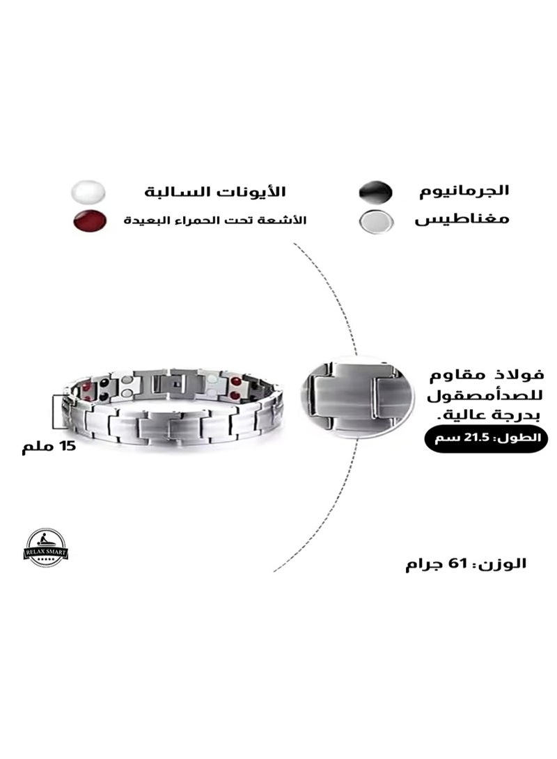 Relax Smart Titanium Steel Magnetic Bracelet Powerful Magnetic Therapy Bracelet Titanium steel bracelet with magnet is solid design and comes with adjustable length - Image 3