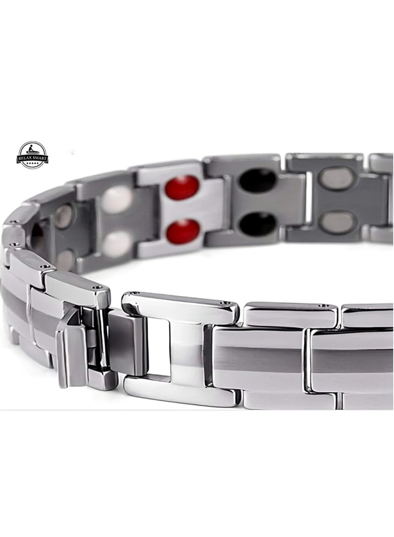 Relax Smart Titanium Steel Magnetic Bracelet Powerful Magnetic Therapy Bracelet Titanium steel bracelet with magnet is solid design and comes with adjustable length - Image 5
