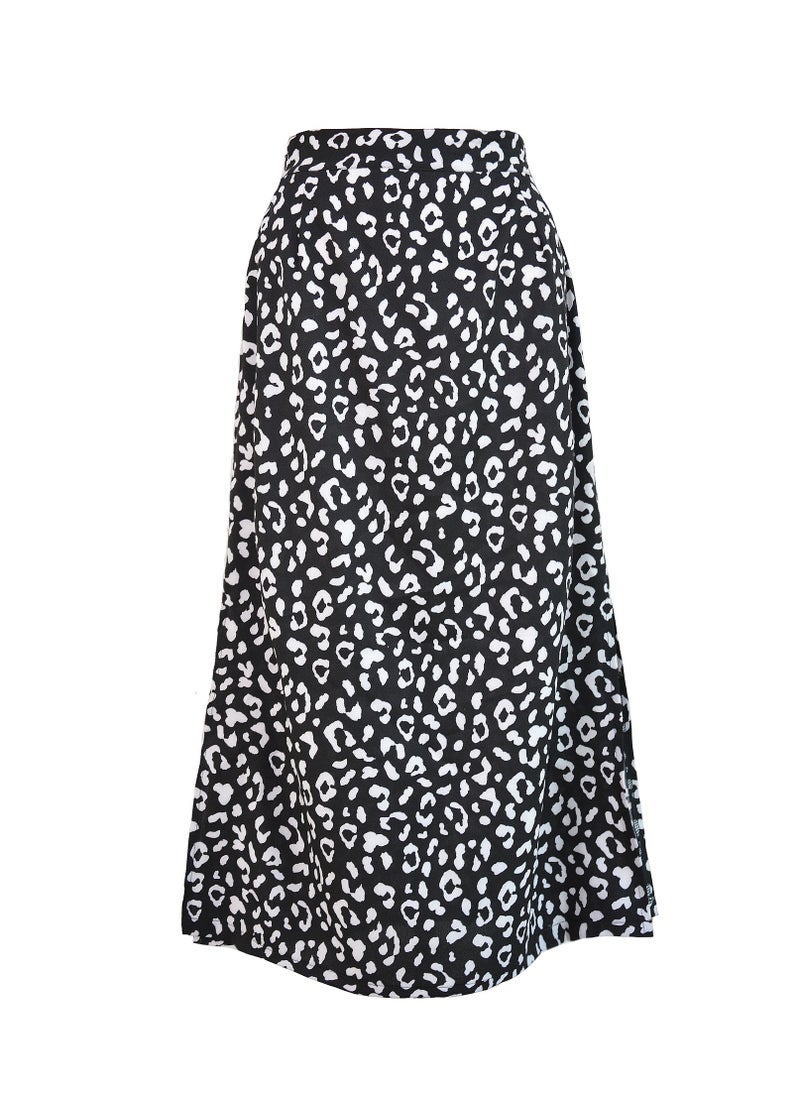 Loquat Women's Leopard Chiffon Print Slit Zipper High Waist Skirt  - Image 2