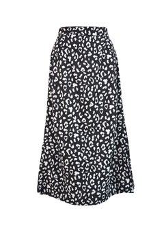 Loquat Women's Leopard Chiffon Print Slit Zipper High Waist Skirt  - Image 2