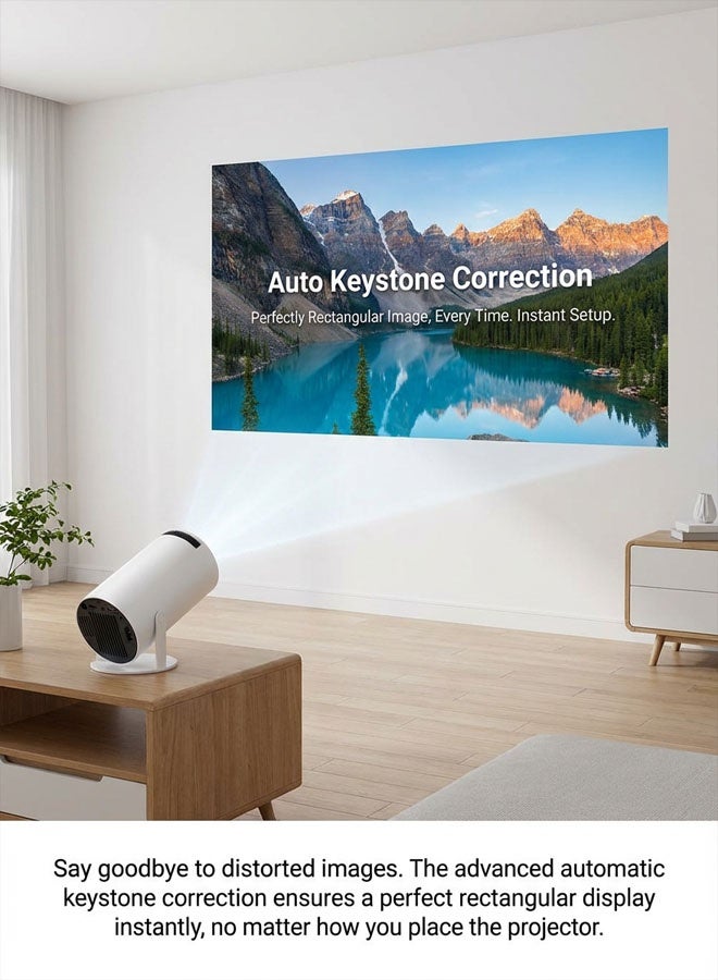 Mini Portable Projector Outdoor Movie Player, 180 Degree Rotation, Android 11.0, WiFi 6, Support 4K, Auto Keystone For Camping - White - Image 5