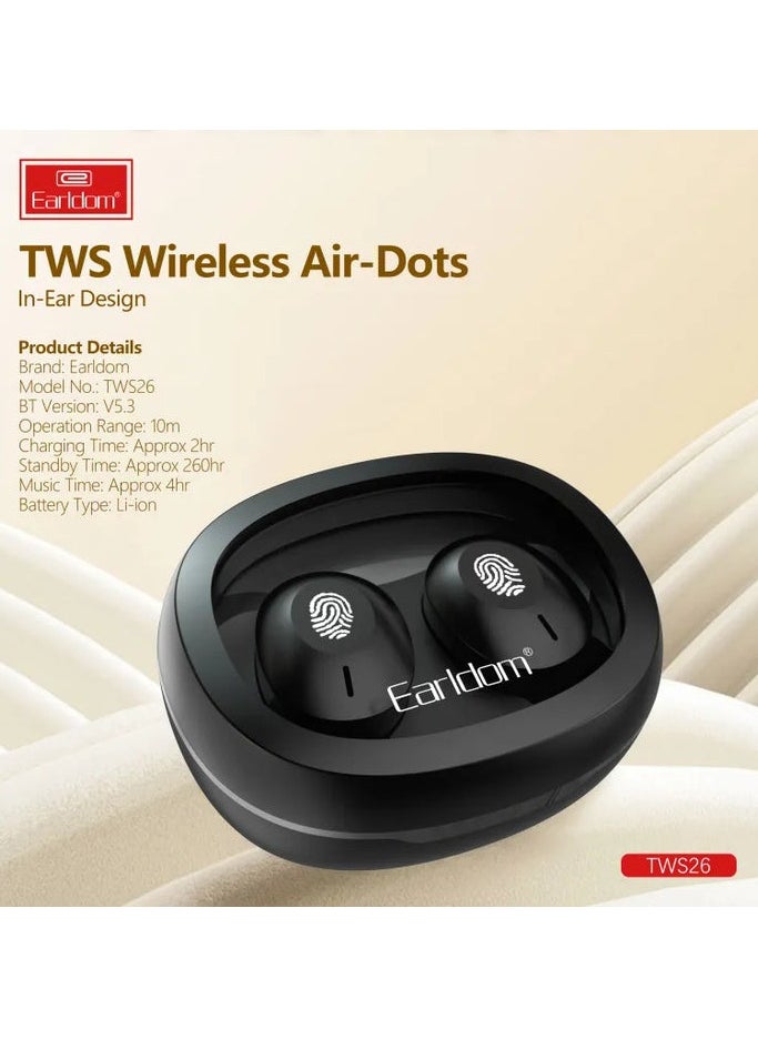 Wireless Earbuds TWS26 – True Wireless Stereo (TWS) Bluetooth Earphones for Clear Sound & Comfortable Fit