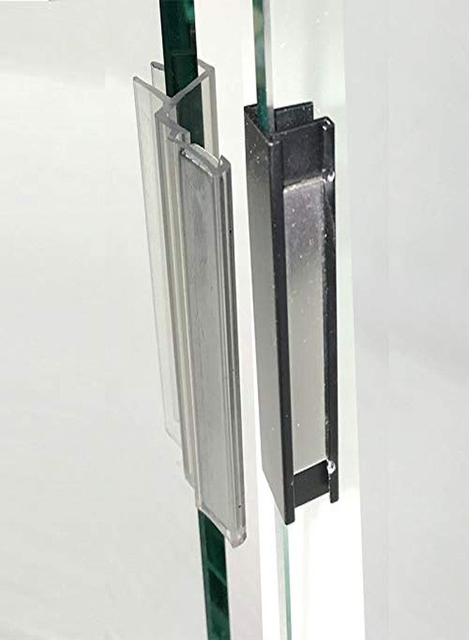 Clear Polycarbonate U-Channel with Magnet and Dark Bronze Metal Strike Plate for 3/8" Glass Shower Doors