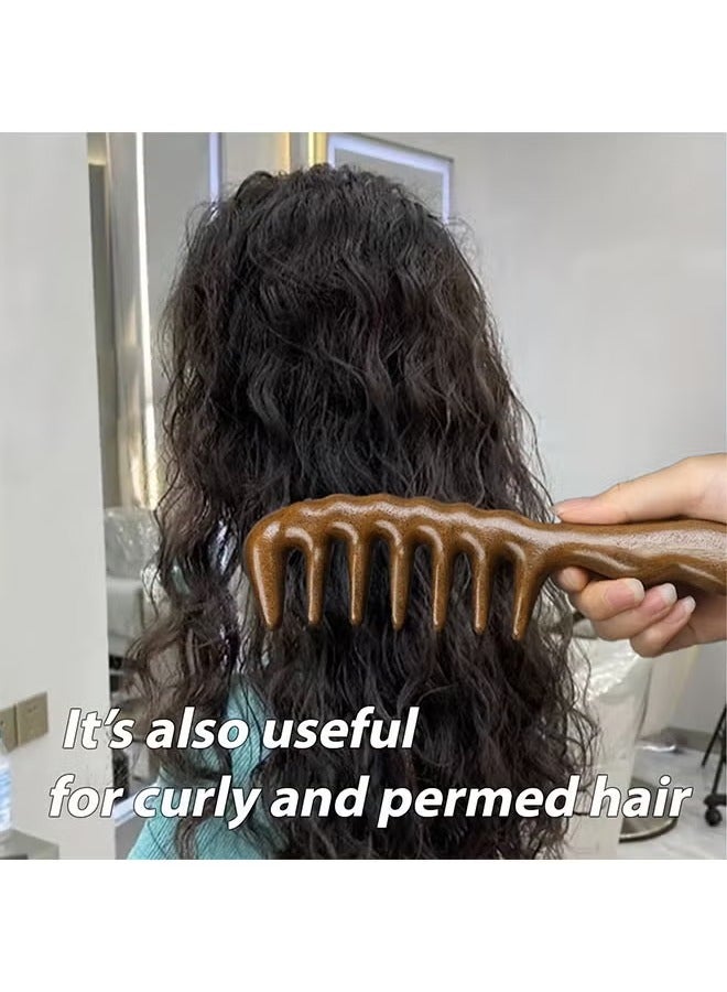 Wooden Comb Hair Combs for Women, Wide Tooth Sandalwood Comb Natural Hair Brush, Hair Detangler Deep Scalp Massager For All Hair Types - Image 2