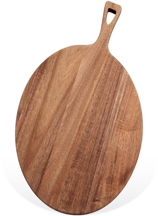 Denylo pro 15.4 x 11.4 Inch Acacia Large Wood Cutting Board with Handle Large Round Wooden Cutting Boards Cutting Serving Board for Kitchen Meat Bread Cheese Pizza Vegetables Board Wedding Housewarming Gift - Image 1