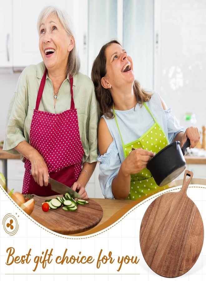 Denylo pro 15.4 x 11.4 Inch Acacia Large Wood Cutting Board with Handle Large Round Wooden Cutting Boards Cutting Serving Board for Kitchen Meat Bread Cheese Pizza Vegetables Board Wedding Housewarming Gift - Image 5