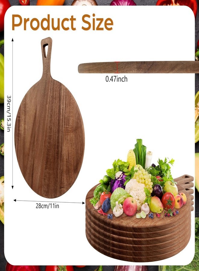 Denylo pro 15.4 x 11.4 Inch Acacia Large Wood Cutting Board with Handle Large Round Wooden Cutting Boards Cutting Serving Board for Kitchen Meat Bread Cheese Pizza Vegetables Board Wedding Housewarming Gift - Image 2