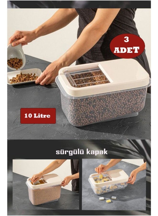 Dunya Plastik - Dunia Cereal Container 10L with Slide Lid - Storage Solution - BPA-Free - L=34.5cm W=19cm H=23.5cm - Image 1