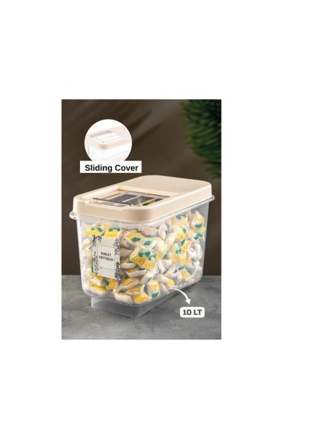 Dunya Plastik - Dunia Cereal Container 10L with Slide Lid - Storage Solution - BPA-Free - L=34.5cm W=19cm H=23.5cm - Image 1