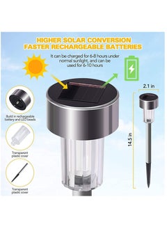 Arabest Solar Lights Outdoor, 12Pack Solar Garden Lights Outdoor Ground Lights Stainless Steel Solar Waterproof Landscape Lights Cool White  - Image 2