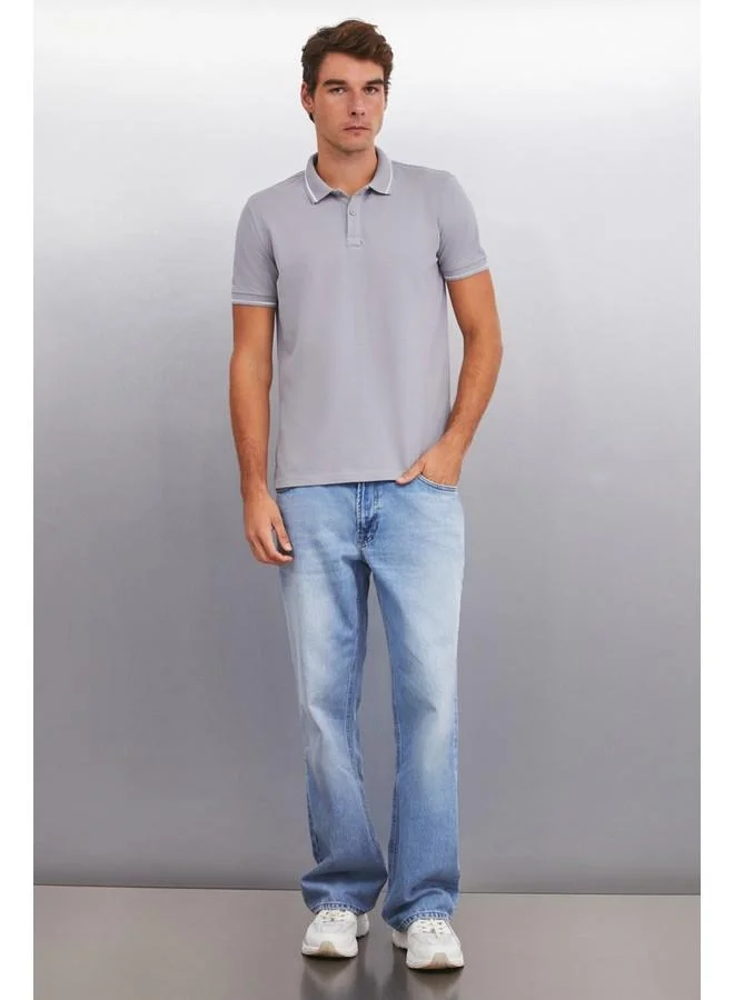 GRIMELANGE Grimelange Forestar Men's Grey Polo Neck T-Shirt