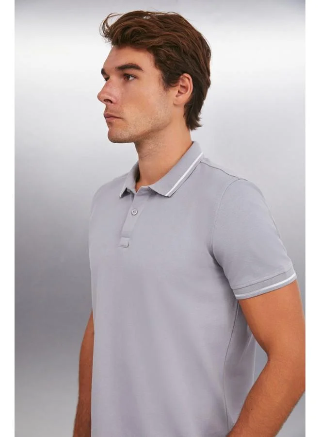 GRIMELANGE Grimelange Forestar Men's Grey Polo Neck T-Shirt