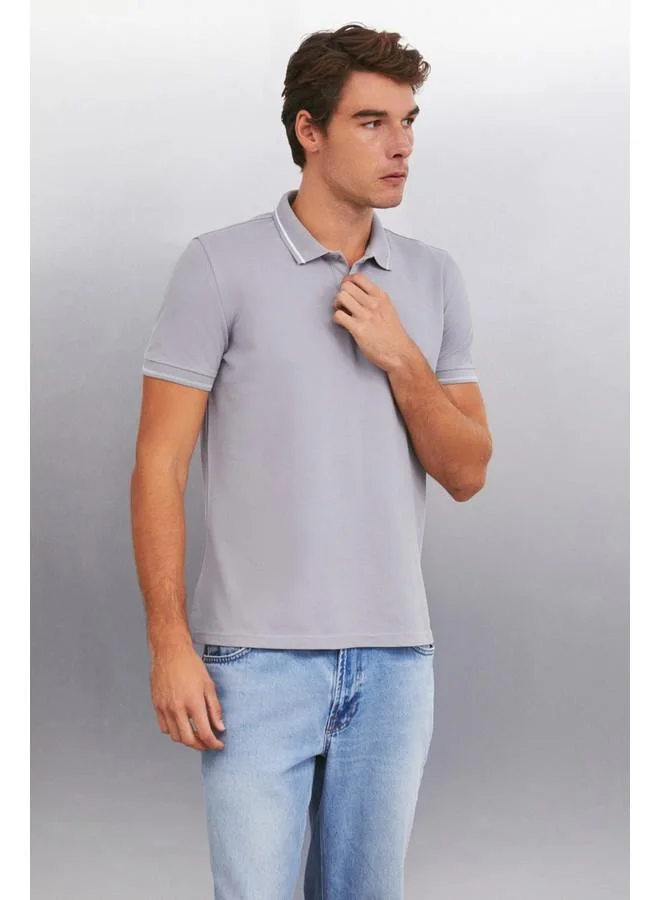 GRIMELANGE Grimelange Forestar Men's Grey Polo Neck T-Shirt
