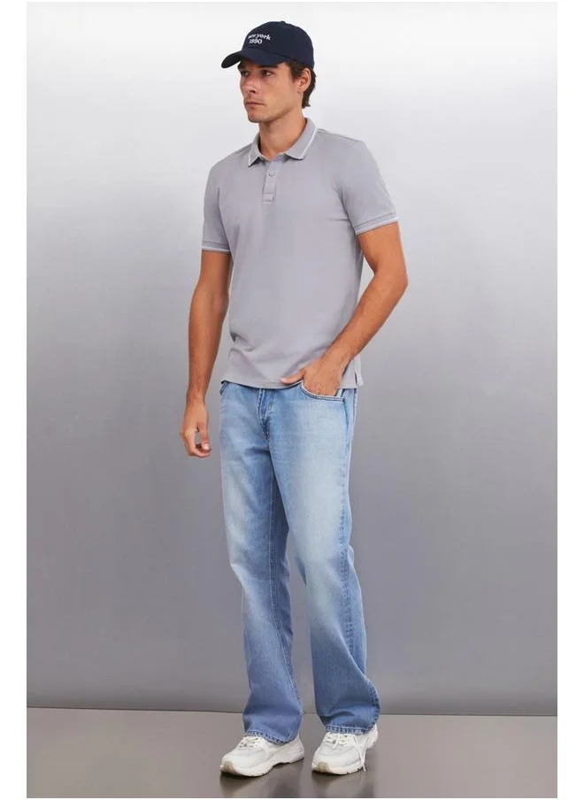 جريميلانج Grimelange Forestar Men's Grey Polo Neck T-Shirt