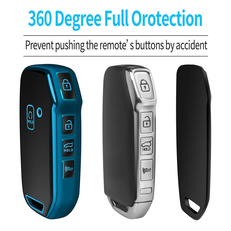 Tukellen for Kia Key Fob Cover,Special Soft TPU Key Case Cover Protector Compatible with Cerato Ceed Forte NIRO Sorento Seltos Sportage Soul Telluride Remote/Smart Key,Key Shell-Blue - Image 4