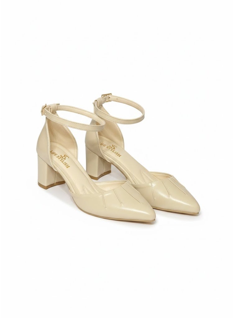 LIFESTYLISH Shoes Mid Heels Leather F-606 - Beige - Image 2