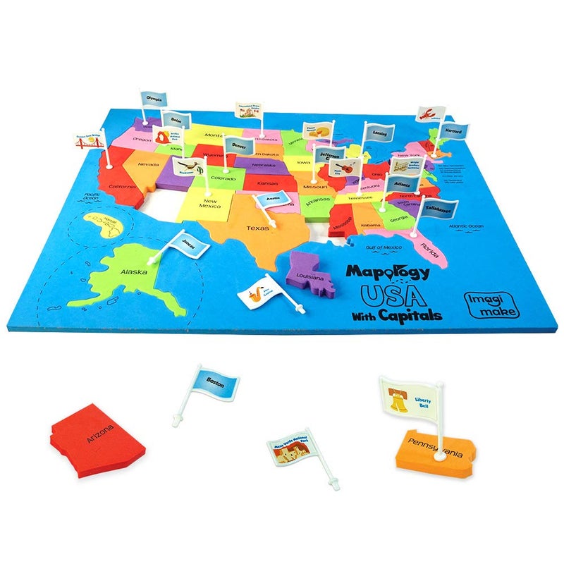 Imagimake Mapology USA Map with Capitals Learning States and Capitals US Geography Games Jigsaw Puzzles for Kids Ages 810 Educational Easter Gifts for Kids Age 56789101112131415 - Image 3