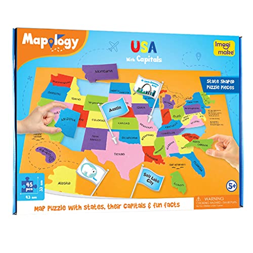 Imagimake Mapology USA Map with Capitals Learning States and Capitals US Geography Games Jigsaw Puzzles for Kids Ages 810 Educational Easter Gifts for Kids Age 56789101112131415 - Image 5